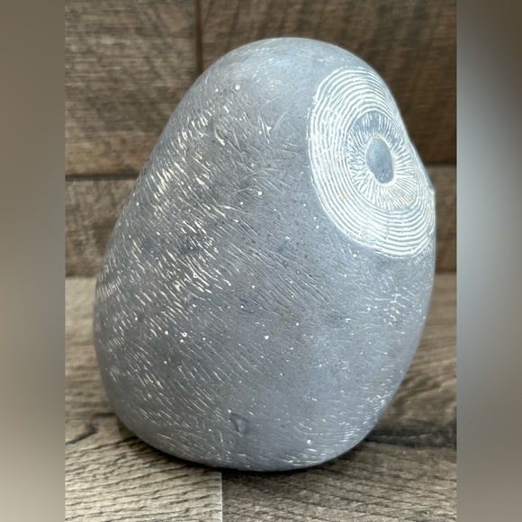 Islay Grimes Cast Stone Owl Art Sculpture MCM Gray White Mid Century Artist 3.5” - Picture 4 of 7